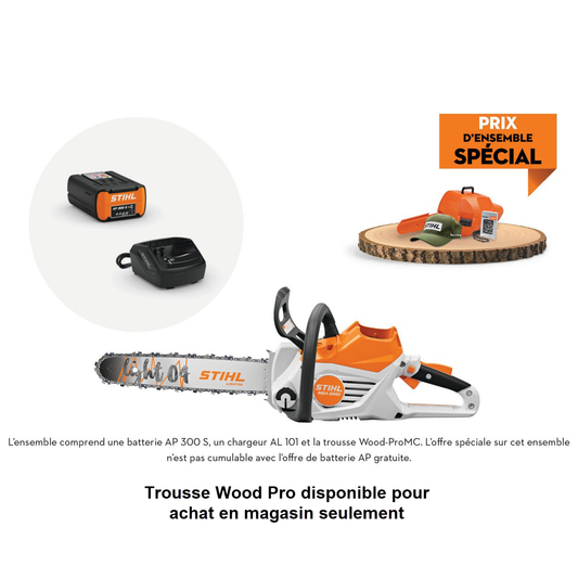 Performance Plus MS | Scie à chaine à batterie Stihl MSA 200 C-BQ | Promotion trousse Wood Pro